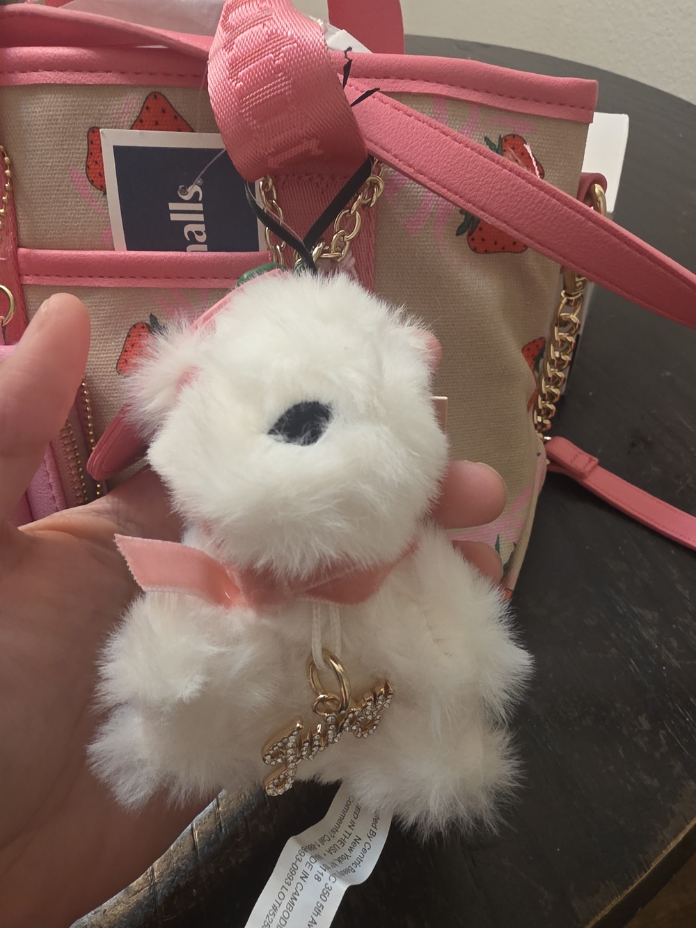 Juicy Couture Pink Heart Mirror Keychain with Pom Charm - Picture 2 of 8